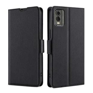 For Nokia C32 Ultra-thin Voltage Side Buckle Horizontal Flip Leather Phone Case(Black)