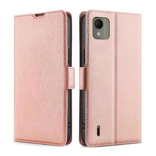 For Nokia C110 4G Ultra-thin Voltage Side Buckle Horizontal Flip Leather Phone Case(Rose Gold)