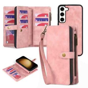 For Samsung Galaxy S23 5G Zipper Wallet Detachable MagSafe Leather Phone Case(Pink)