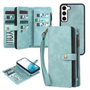 For Samsung Galaxy S22 5G Zipper Wallet Detachable MagSafe Leather Phone Case(Blue)