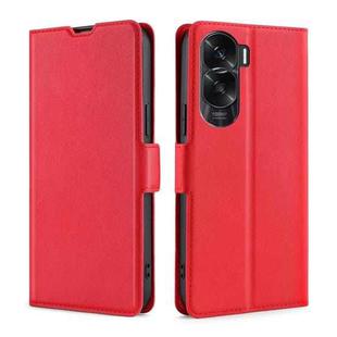 For Honor X50i 5G / 9 Lite Ultra-thin Voltage Side Buckle Horizontal Flip Leather Phone Case(Red)