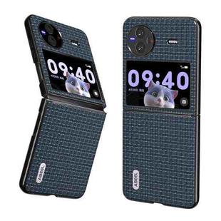 For vivo X Flip ABEEL Genuine Leather Luxury Black Edge Phone Case(Royal Blue)