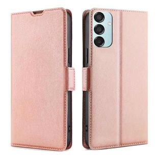 For Samsung Galaxy M15 5G Ultra-thin Voltage Side Buckle Horizontal Flip Leather Phone Case(Rose Gold)