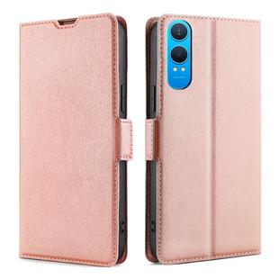 For OnePlus Nord CE 4 Lite 5G Ultra-thin Voltage Side Buckle Horizontal Flip Leather Phone Case(Rose Gold)
