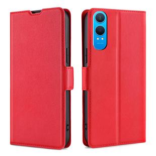 For OnePlus Nord CE 4 Lite 5G Ultra-thin Voltage Side Buckle Horizontal Flip Leather Phone Case(Red)