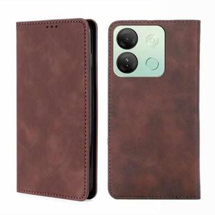 For Infinix Smart 7 HD Skin Feel Magnetic Leather Phone Case(Dark Brown)