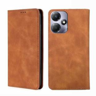 For Infinix Hot 30 Play 4G Skin Feel Magnetic Leather Phone Case(Light Brown)