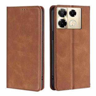 For Infinix Note 40 Pro 4G Skin Feel Magnetic Leather Phone Case(Light Brown)