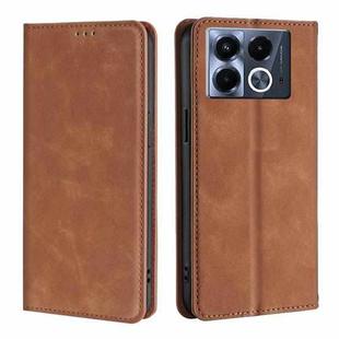 For Infinix Note 40 5G Skin Feel Magnetic Leather Phone Case(Light Brown)