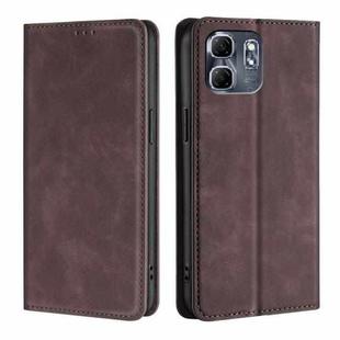 For Infinix Hot 50i 4G Skin Feel Magnetic Leather Phone Case(Dark Brown)