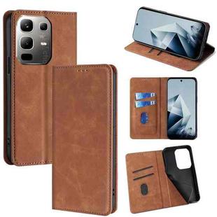 For Infinix Note 50x 5G Skin Feel Magnetic Leather Phone Case(Light Brown)