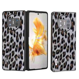 For Huawei Mate X3 ABEEL Black Edge Leopard Phone Case(Silver Leopard)