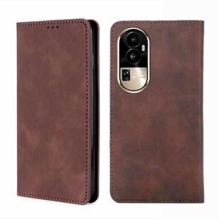 For OPPO Reno10 Pro 5G Skin Feel Magnetic Leather Phone Case(Dark Brown)