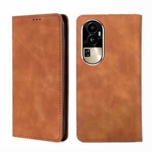 For OPPO Reno10 Pro 5G Skin Feel Magnetic Leather Phone Case(Light Brown)