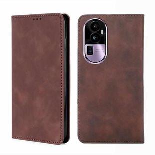 For OPPO Reno10 Pro+ 5G Skin Feel Magnetic Leather Phone Case(Dark Brown)