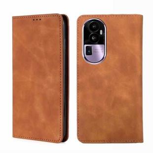 For OPPO Reno10 Pro+ 5G Skin Feel Magnetic Leather Phone Case(Light Brown)