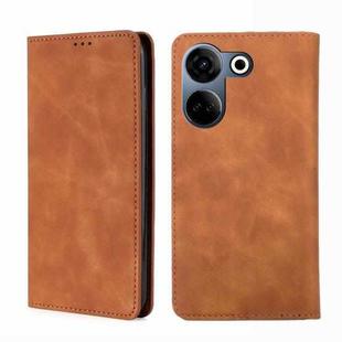 For Tecno Camon 20 Pro 4G Skin Feel Magnetic Leather Phone Case(Light Brown)