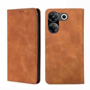 For Tecno Camon 20 Pro 5G Skin Feel Magnetic Leather Phone Case(Light Brown)
