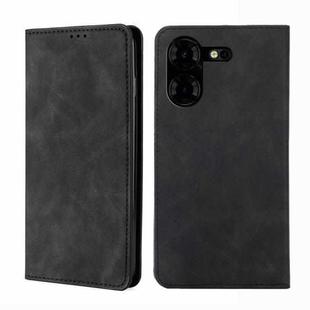 For Tecno Pova 5 Pro Skin Feel Magnetic Leather Phone Case(Black)