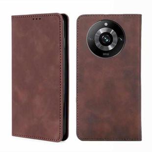 For Realme 11 Pro 5G / 11 Pro+ 5G Skin Feel Magnetic Leather Phone Case(Dark Brown)