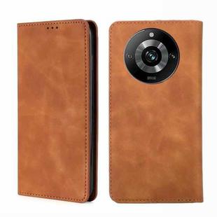 For Realme 11 Pro 5G / 11 Pro+ 5G Skin Feel Magnetic Leather Phone Case(Light Brown)
