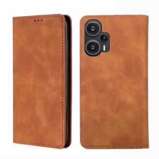 For Xiaomi Redmi Note 12 Turbo Skin Feel Magnetic Leather Phone Case(Light Brown)