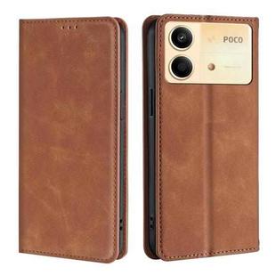 For Xiaomi Redmi Note 13R Pro 5G Skin Feel Magnetic Leather Phone Case(Light Brown)