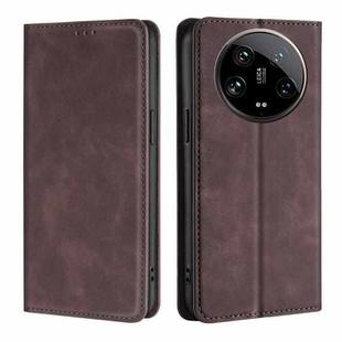 For Xiaomi 14 Ultra 5G Skin Feel Magnetic Leather Phone Case(Dark Brown)
