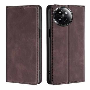 For Xiaomi Civi 4 Pro Skin Feel Magnetic Leather Phone Case(Dark Brown)