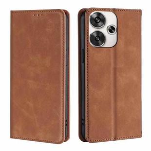 For Xiaomi Redmi Turbo 3 5G Skin Feel Magnetic Leather Phone Case(Light Brown)