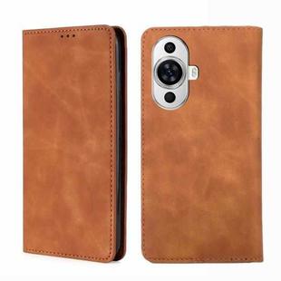 For Huawei nova 11 4G Skin Feel Magnetic Leather Phone Case(Light Brown)