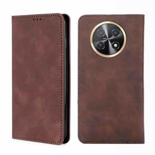 For Huawei Enjoy 60X Skin Feel Magnetic Leather Phone Case(Dark Brown)