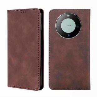 For Huawei Mate 60 Skin Feel Magnetic Leather Phone Case(Dark Brown)