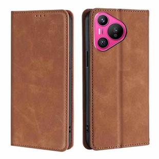 For Huawei Pura 70 Skin Feel Magnetic Leather Phone Case(Light Brown)