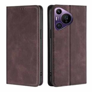 For Huawei Pura 70 Pro / Pro+ Skin Feel Magnetic Leather Phone Case(Dark Brown)