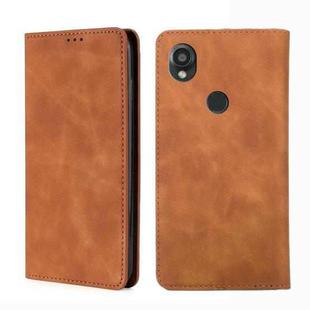 For Kyocera Digno SX3-KYG02 Skin Feel Magnetic Leather Phone Case(Light Brown)