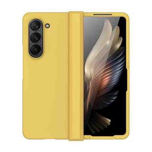 For Samsung Galaxy Z Fold5 Skin Feel PC Phone Case with Hinge(Yellow)