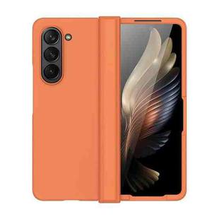 For Samsung Galaxy Z Fold5 Skin Feel PC Phone Case with Hinge(Orange)