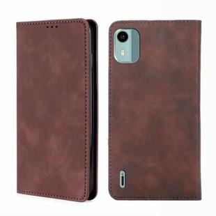 For Nokia C12 Skin Feel Magnetic Leather Phone Case(Dark Brown)