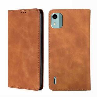 For Nokia C12 Skin Feel Magnetic Leather Phone Case(Light Brown)