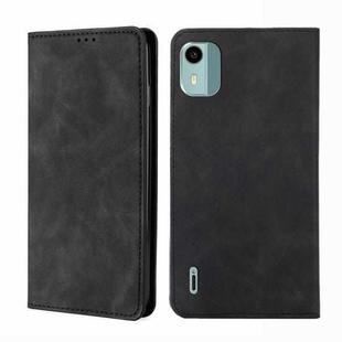 For Nokia C12 Skin Feel Magnetic Leather Phone Case(Black)