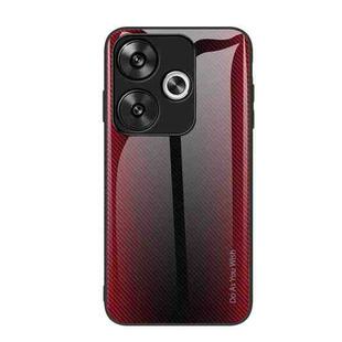 For Xiaomi Poco F6 Texture Gradient Glass TPU Phone Case(Red)