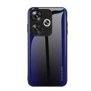 For Xiaomi Poco F6 Texture Gradient Glass TPU Phone Case(Dark Blue)