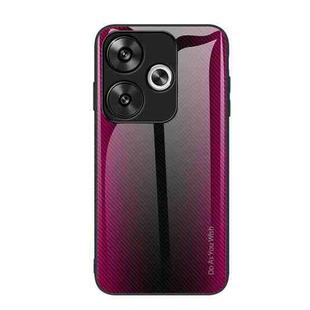 For Xiaomi Poco F6 Texture Gradient Glass TPU Phone Case(Rose Red)