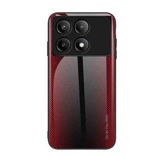 For Xiaomi Poco F6 Pro Texture Gradient Glass TPU Phone Case(Red)