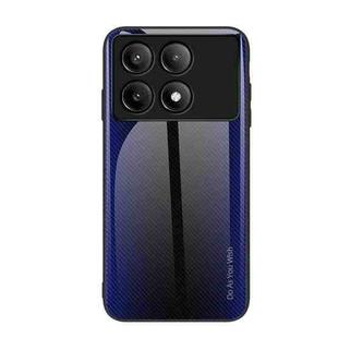 For Xiaomi Poco F6 Pro Texture Gradient Glass TPU Phone Case(Dark Blue)