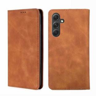For Samsung Galaxy A54 5G Skin Feel Magnetic Leather Phone Case(Light Brown)