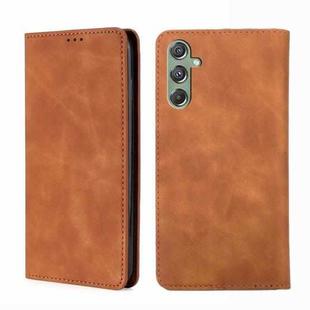 For Samsung Galaxy M34 5G / F34 5G Skin Feel Magnetic Leather Phone Case(Light Brown)