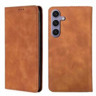 For Samsung Galaxy S24+ 5G Skin Feel Magnetic Leather Phone Case(Light Brown)