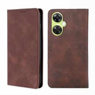 For OnePlus Nord CE 3 Lite 5G Skin Feel Magnetic Leather Phone Case(Dark Brown)
